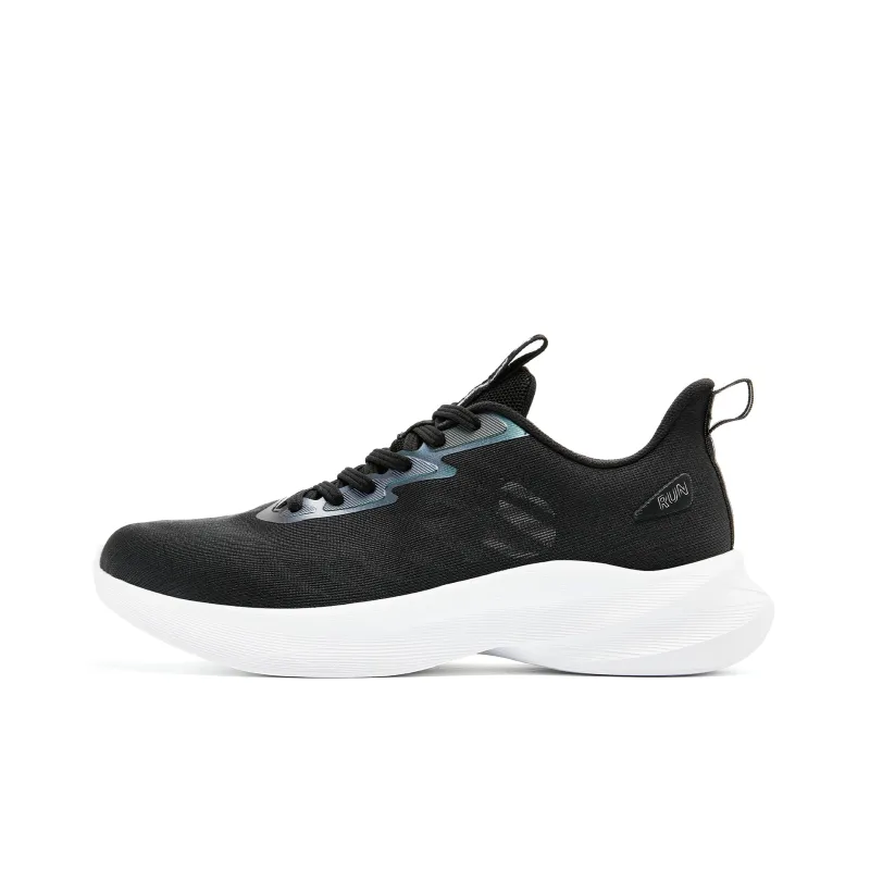 QIAODAN Slip Resistant Breathable Lightweight Low Top Q LITESPEED Technology Running Shoes Men's Black White-0