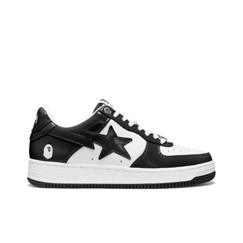 A BATHING APE STA Stylish Skateboarding Shoes Unisex Black White-1