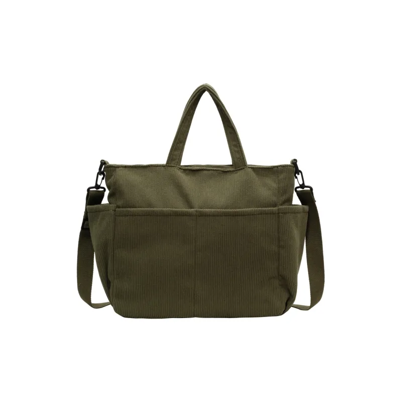 FAMAN Strips Shoulder Bags Handbags Women's Ecru/Black/Khaki/Green-21