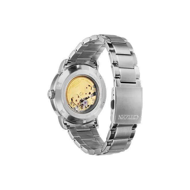 CITIZEN Mechanical Movement Stainless Steel Strap Watch Men's Watches Black Dial NJ0130-88E-3
