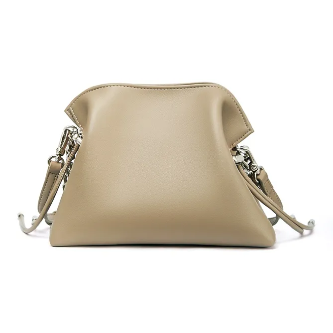 RED DRAGONFLY Cow Split Leather Crossbody Bag, Shoulder Bag Regular Women's Cream Apricot/Black-3