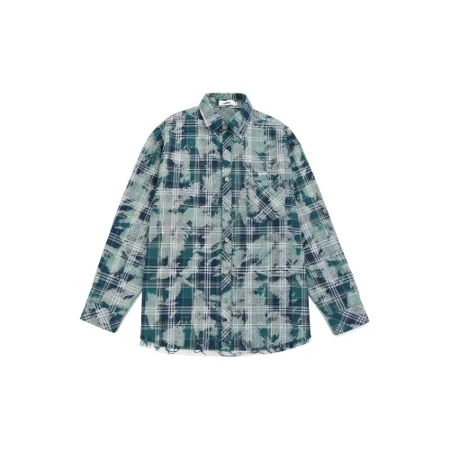 Guuka Plaid Embroidery Unisex Shirt