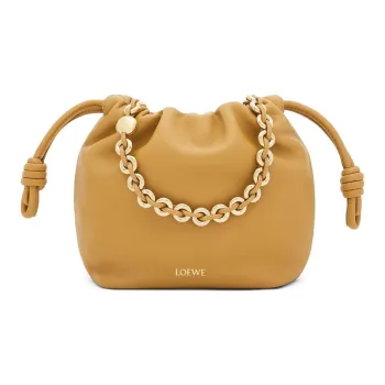 LOEWE Flamenco Nappa Sheepskin One Shoulder Crossbody Clutch Mini Women's Desert Yellow