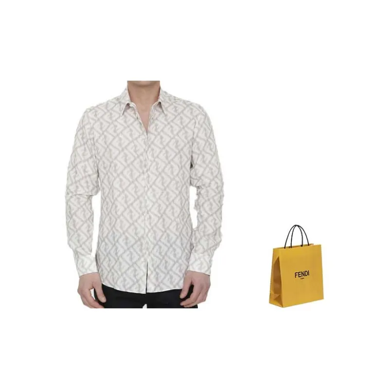 FENDI Shirts Men Beige-2