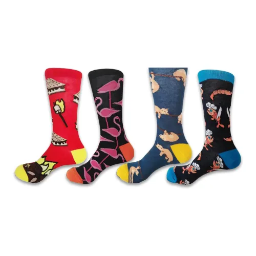 Flowers In Water Mid-Calf Socks Men's 4 Pack