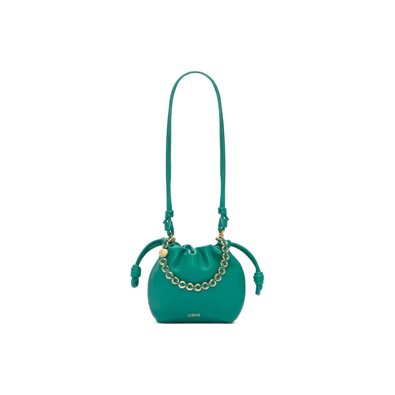 LOEWE Flamenco Nappa Sheepskin One Shoulder Crossbody Clutch Mini Women's Jadeite Green-5