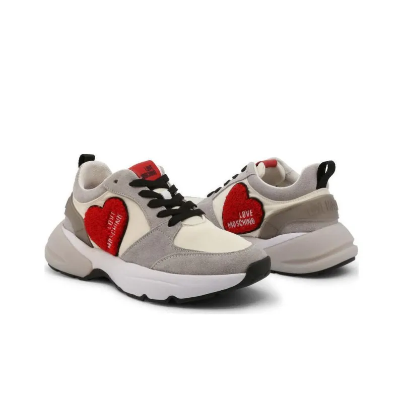 LOVE MOSCHINO Height Increasing Low Top Casual Shoes Women's Gray White-2