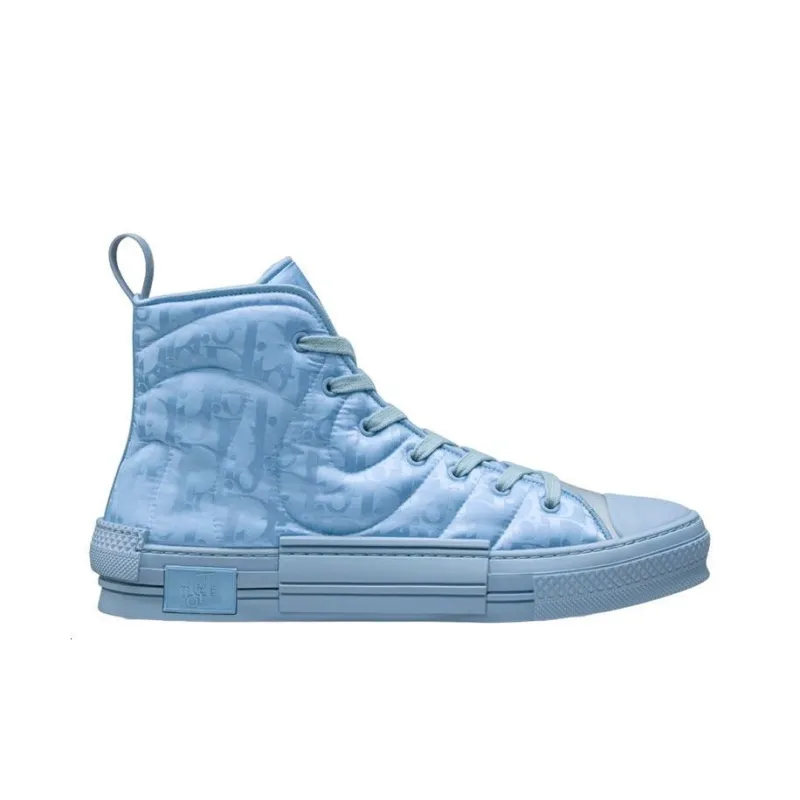 DIOR B23 High Top Erl Blue DIOR Oblique Mirage Quilted Technical Fabric With Swirl Motif-1