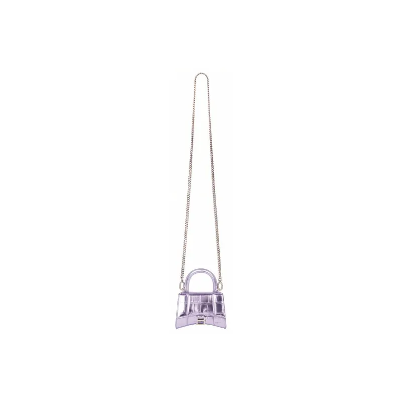 Balenciaga Hourglass Cow Leather Hourglass Bag Handbag Shoulder Bag Crossbody Bag Mini Women's Purple-1
