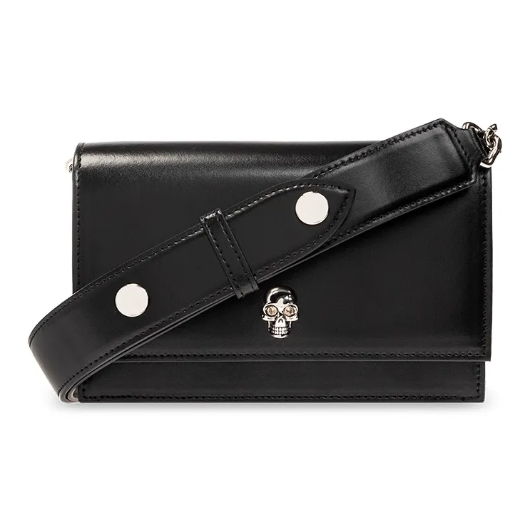 Alexander McQueen Skull Calfskin Crossbody Bag Shoulder Bag Women's Black-0