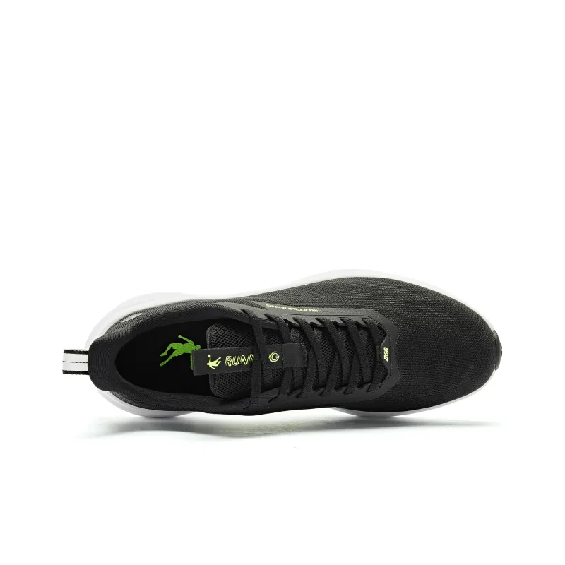 QIAODAN Light Speed 4.0 Cushioned Slip Resistant Low Top Q LITESPEED Technology Running Shoes Men's Black Green-3