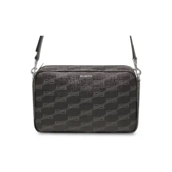 Balenciaga Polyester Cotton Blend Camera Bag, Crossbody Bag, Shoulder Bag Men's Black