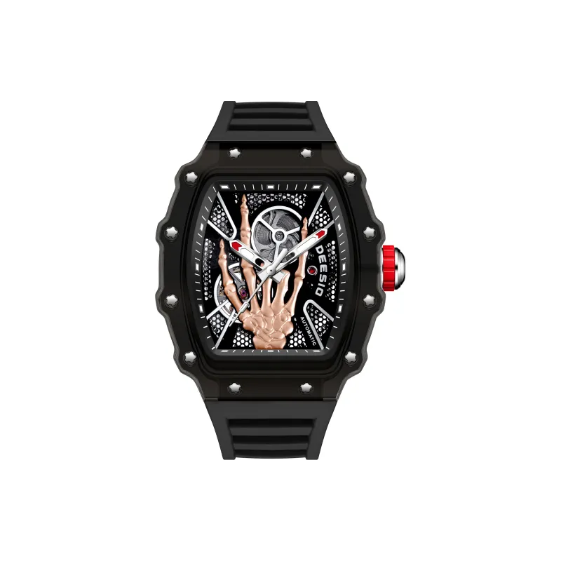 DEESIO Gold Finger Collection Automatic Mechanical Movement Rubber Strap Watch Men's Watches Black Dial-11