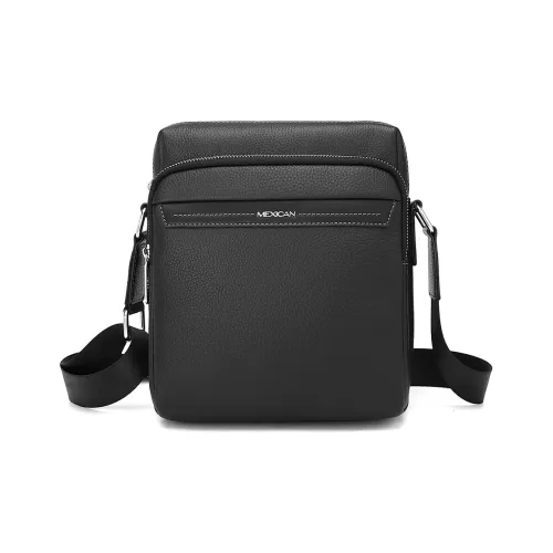 MEXICAN Cow Leather With Synthetic Leather Shoulder Bag, Crossbody Bag Regular Men's Black