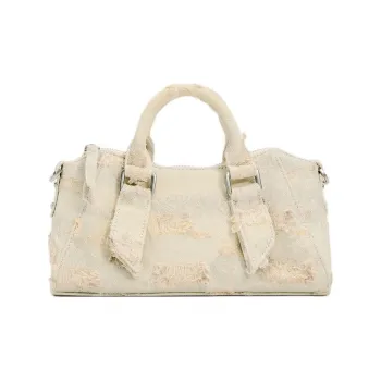 ZARA Cotton Shoulder Bag Crossbody Bag Handbag Small Size Women's Ecru