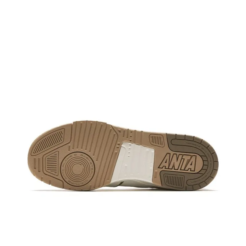 Anta Flame 5 Slip Resistant Low Top Skateboard Shoes Men's White Brown-4