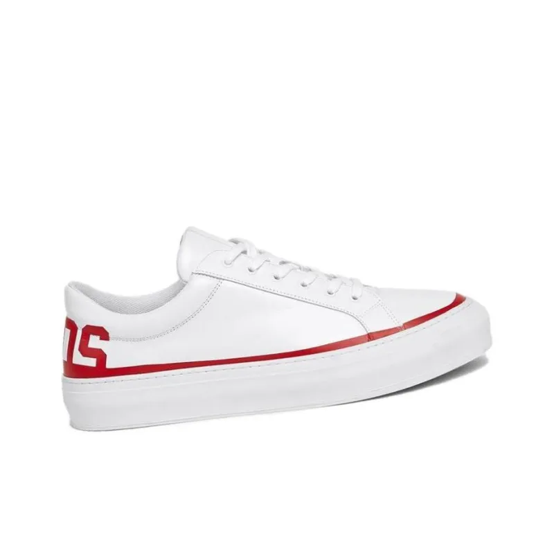 GCDS Slip Resistant Low Top Skateboard Shoes Unisex White Red-3