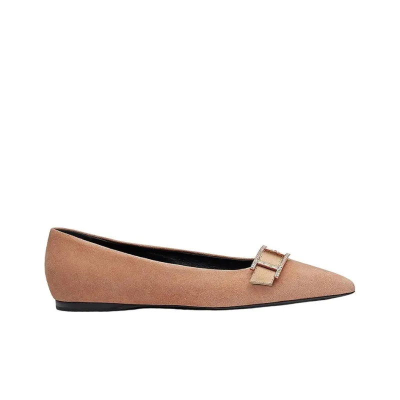 HERMES Doose Flat Shoes Women's Nude Pink-1