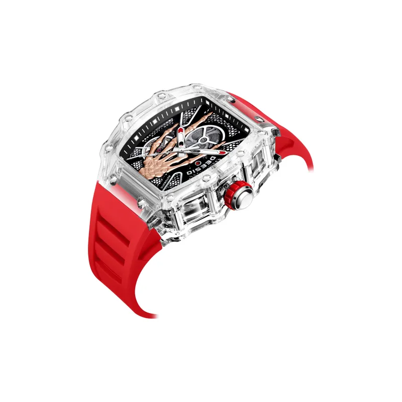 DEESIO Gold Finger Collection Automatic Mechanical Movement Rubber Strap Watch Men's Watches Black Dial-3