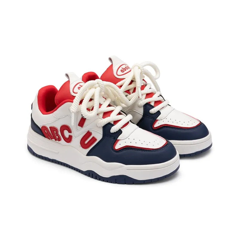 Seattle Palm Anti Slip Wear Resistant Low Top Skateboard Shoes Unisex White Blue Red-3