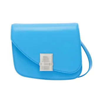 FERRAGAMO Zebra Print Calfskin Shoulder Bag, Crossbody Bag Trumpets Women's Light Blue