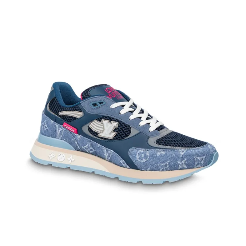 LOUIS VUITTON Run Away Sneakers 'Blue Monogram With Pink'-1