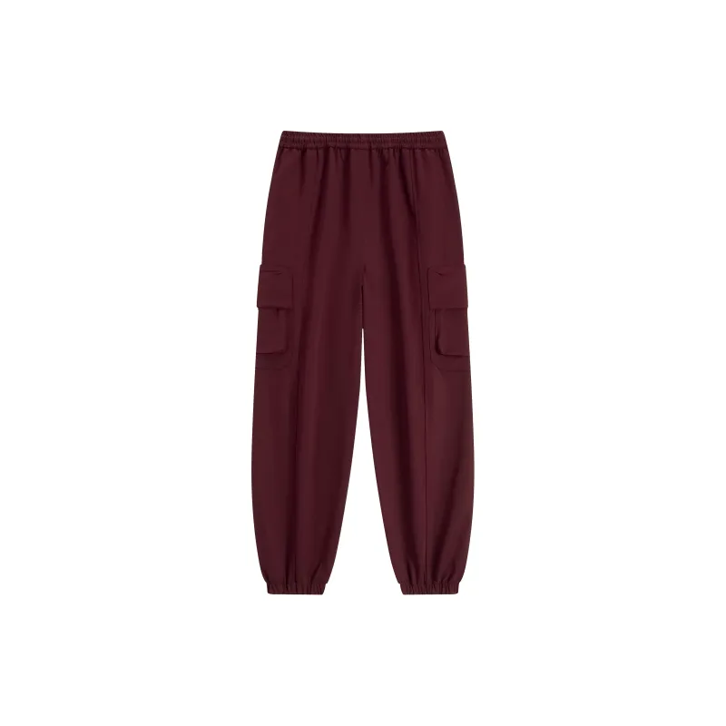 Menblero Casual Pants Unisex Burgundy-1