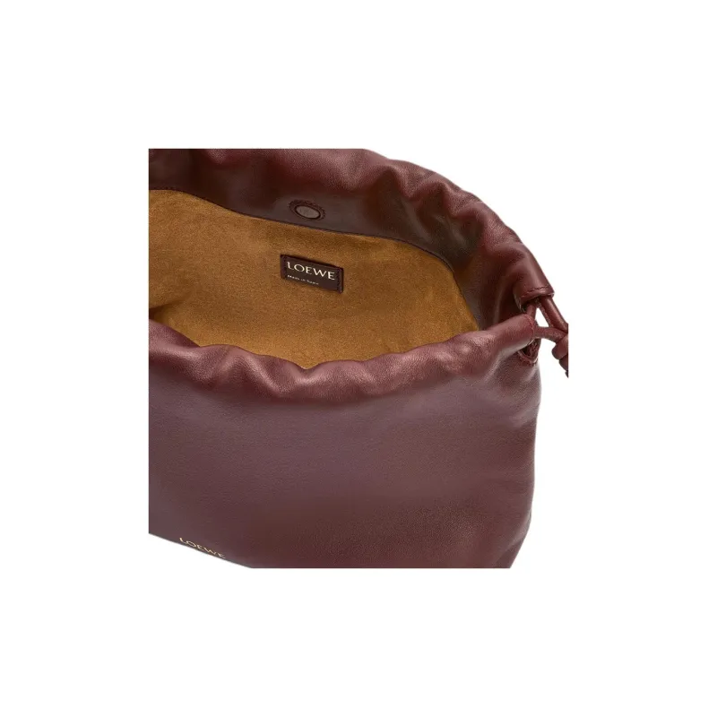 LOEWE Flamenco Soft Nappa Sheep Leather One Shoulder Crossbody Clutch Medium Size Women's Dark Burgundy Red-9