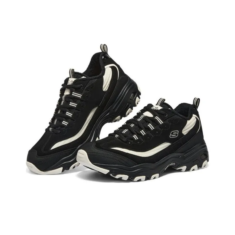 Skechers D'Lites Zip Along Shoes 'Black White'-2
