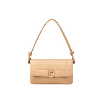 DISSONA Cow Leather One Shoulder Handbag Large Size Women's Light Yellow
