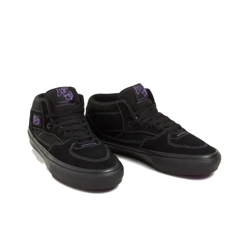 Vans Skate Half Cab Cushioning Wear Resistant Mid Top Skateboard Shoes Unisex Black Purple-2