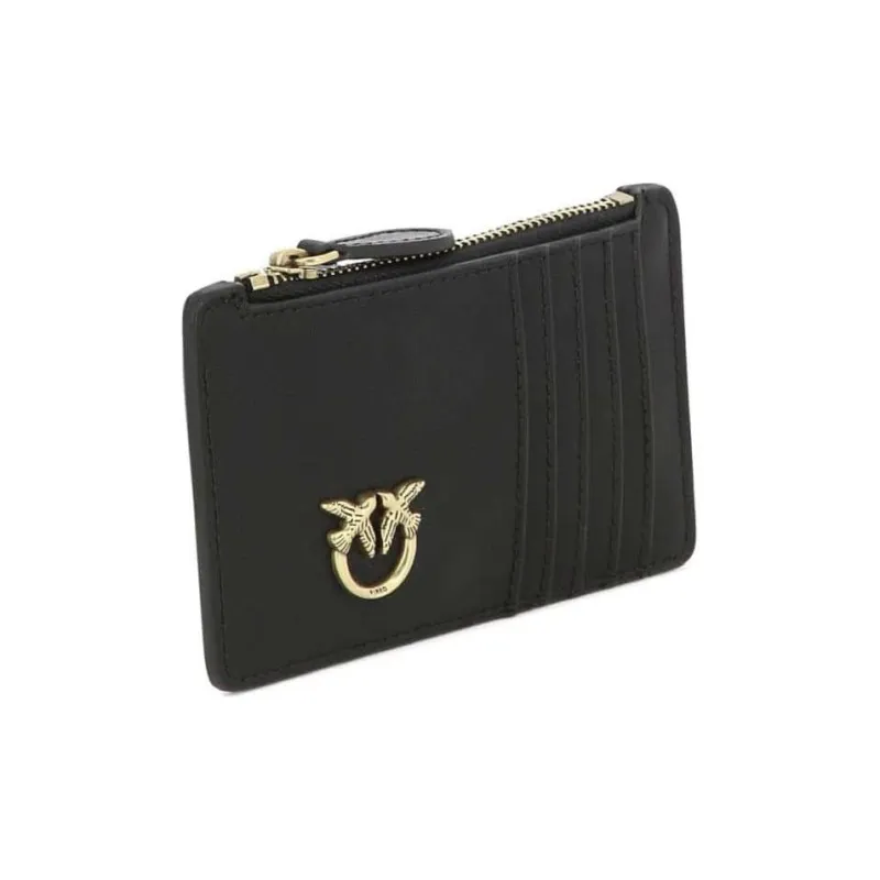PINKO Cow Leather Card Clip Card Holder Women's Black-4