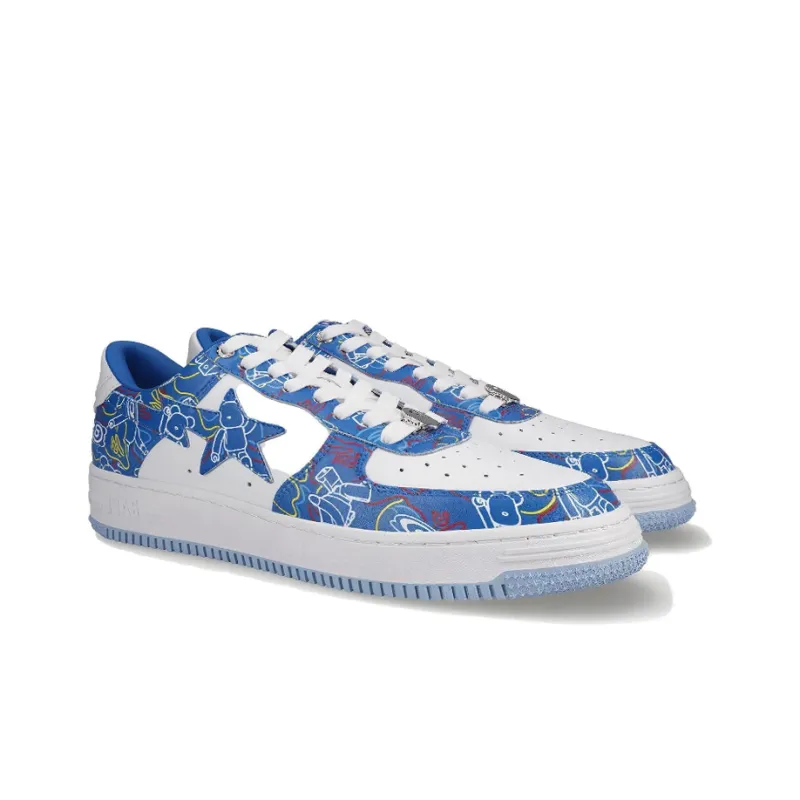 Medicom Toy x A BATHING APE STA Stylish Skateboarding Shoes Unisex Blue Camouflage-3