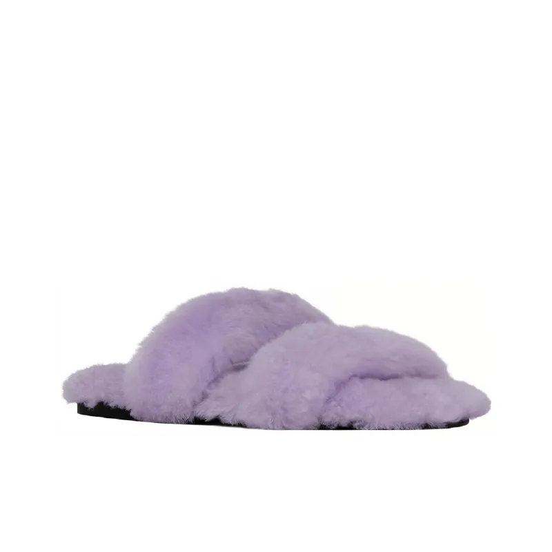 SAINT LAURENT Genuine Leather Sole Abrasion-Resistant Slide Slippers Men's Lilac-2