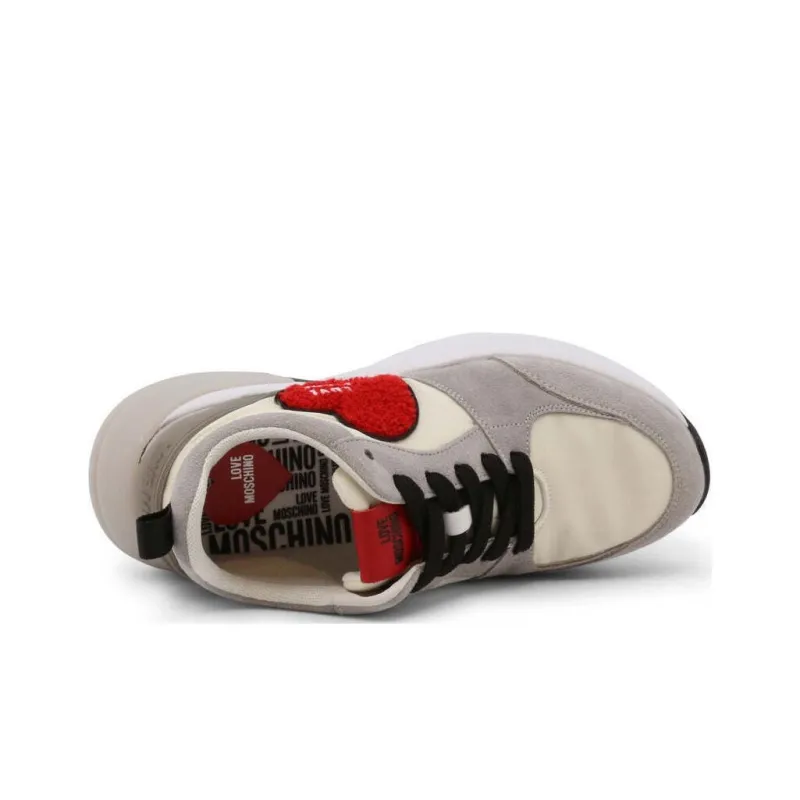 LOVE MOSCHINO Height Increasing Low Top Casual Shoes Women's Gray White-3