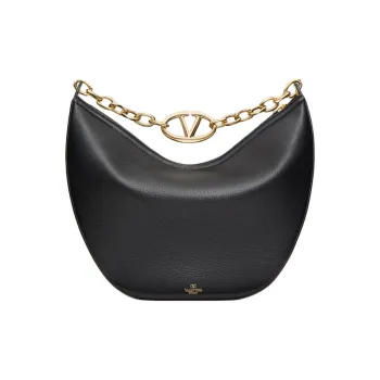 Valentino Vlogo Moon Grained Calfskin Crossbody Bag Shoulder Bag Women's Black