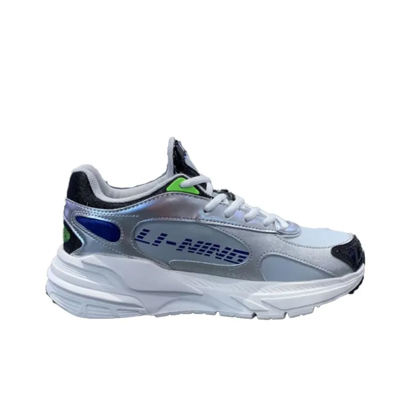 LiNing Slip Resistant, Abrasion Resistant, Lightweight Low Top Running Shoes Men's Gray Silver Blue-1