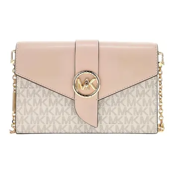 MICHAEL KORS Charm PVC Chain Bag Shoulder Bag Crossbody Bag Small Size Women's Vanilla With Pink
