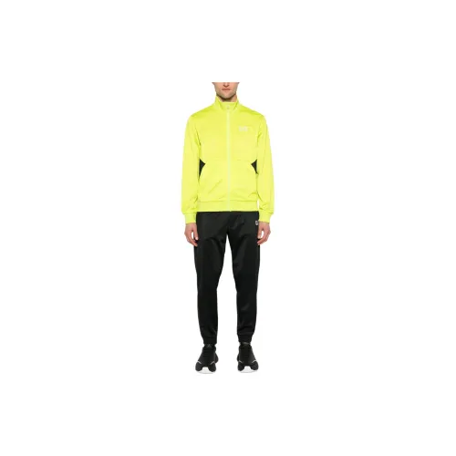 EMPORIO ARMANI EA7 Casual Sportswear Men Suit Yellow Jacket + Black Trousers