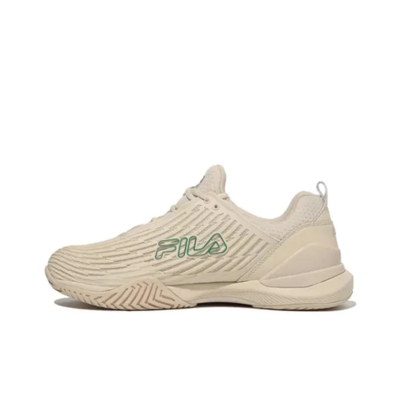 FILA Anti Slip And Wear Resistant Breathable Low Top Tennis Shoes Unisex Beige Green-0