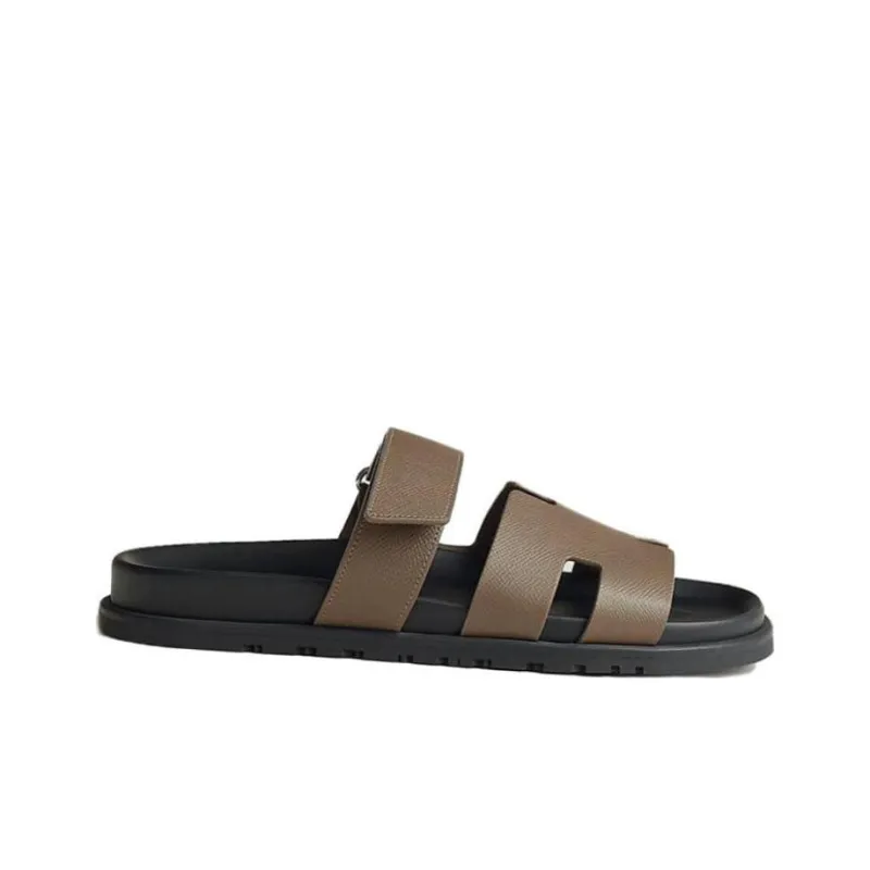 HERMES Chypre Rubber Sole Slide Slippers Men's Elephant Gray-1