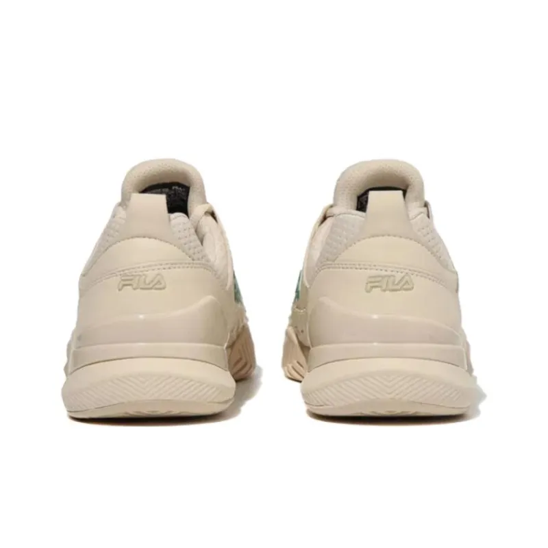 FILA Anti Slip And Wear Resistant Breathable Low Top Tennis Shoes Unisex Beige Green-3