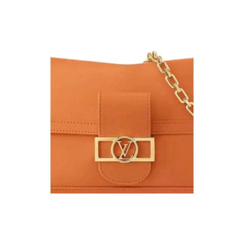 LOUIS VUITTON Dauphine Leather Daphne Shoulder Crossbody Bag Medium Size Women's Orange-4