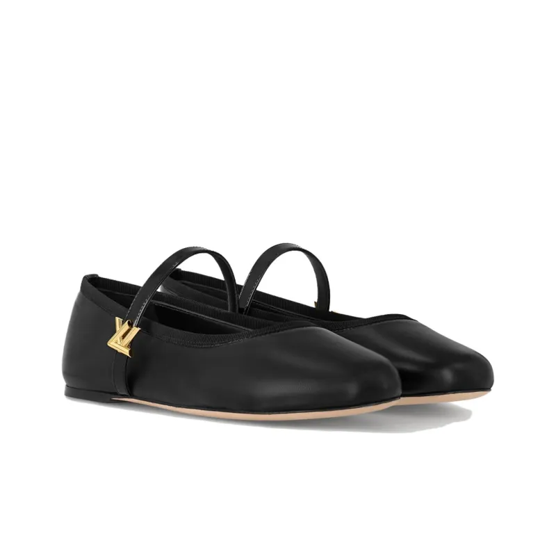 LOUIS VUITTON Romy Flat Mary Jane Shoes Women's Black-1