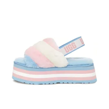 UGG DISCO Stripe Slide Stylish Sandals Women's Blue Pink