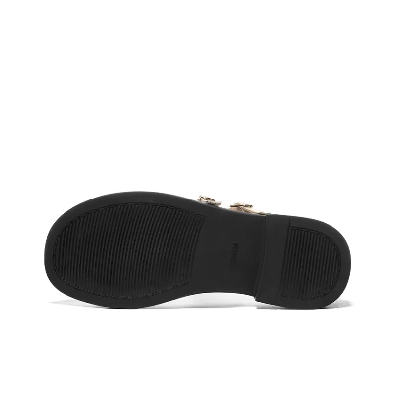 Warrior Flat Mary Jane Shoes Women's Beige Black-3
