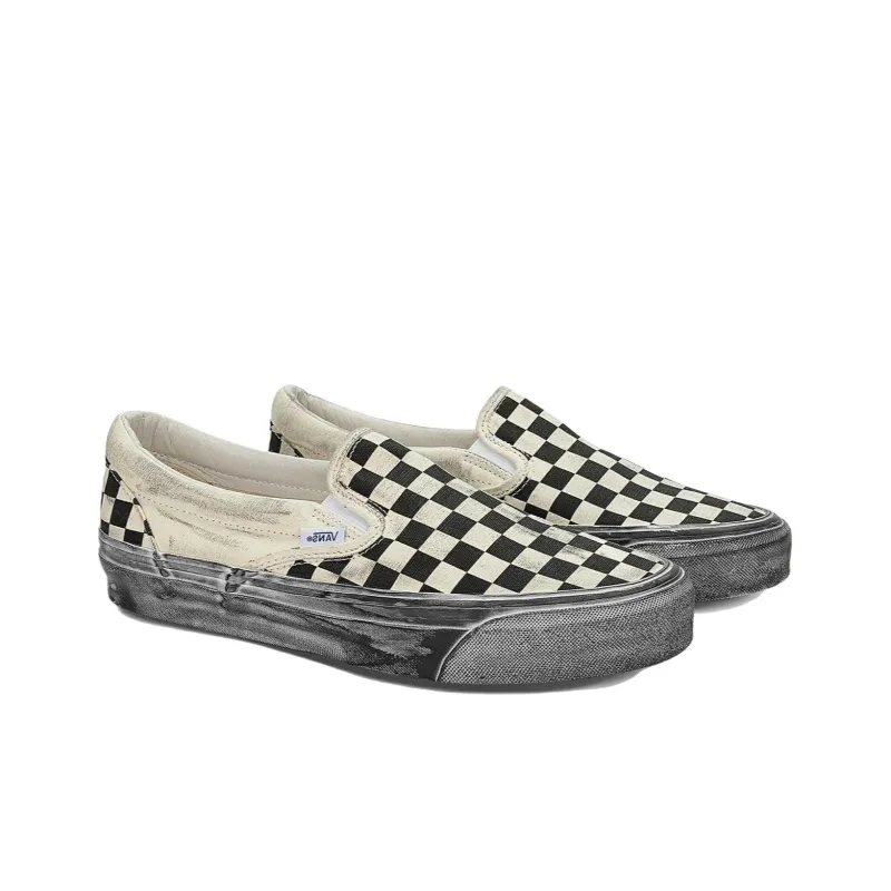 Vans Vault Ua Og Classic Slip On Lx Stressed Black Checkerboard-3