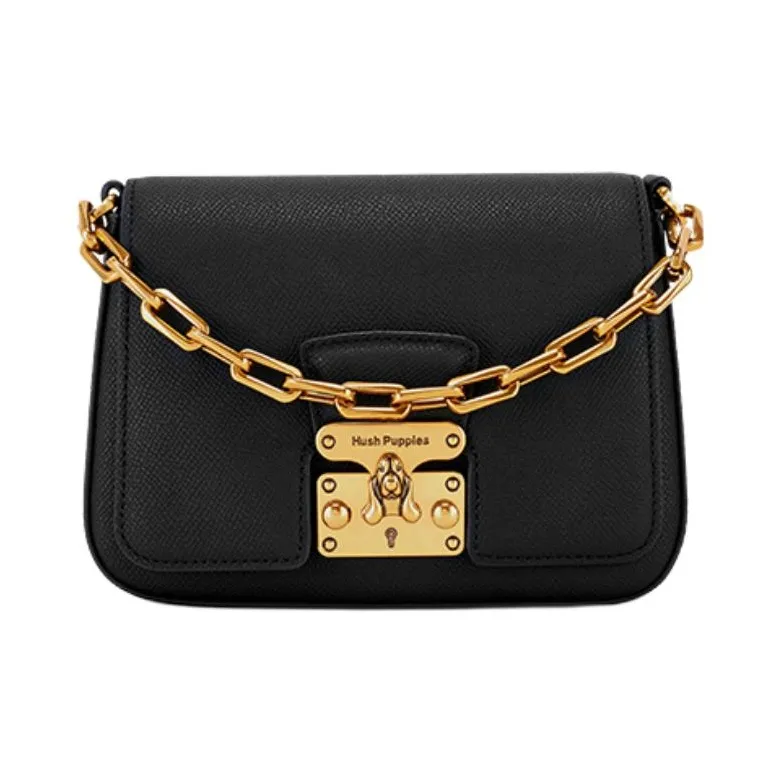 Hush Puppies Synthetic Leather Crossbody One Shoulder Handbag Medium Size Women's Black-1
