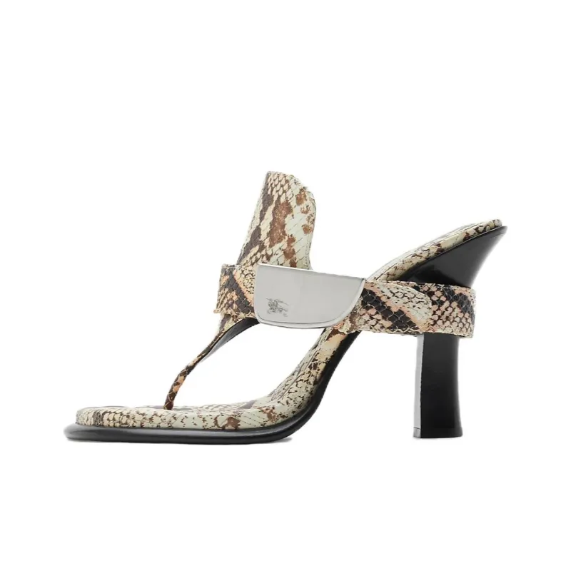 Burberry Slip-Resistant Flip Flops Women's White Brown-0