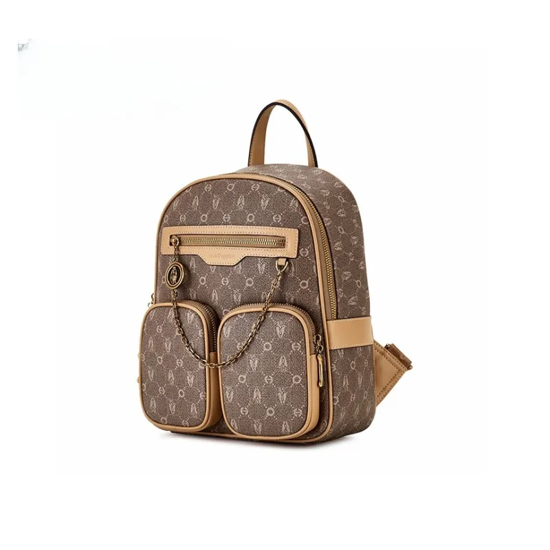 Hush Puppies Synthetic Leather Backpack Large Size Women's Coffee/Khaki/Apricot-5